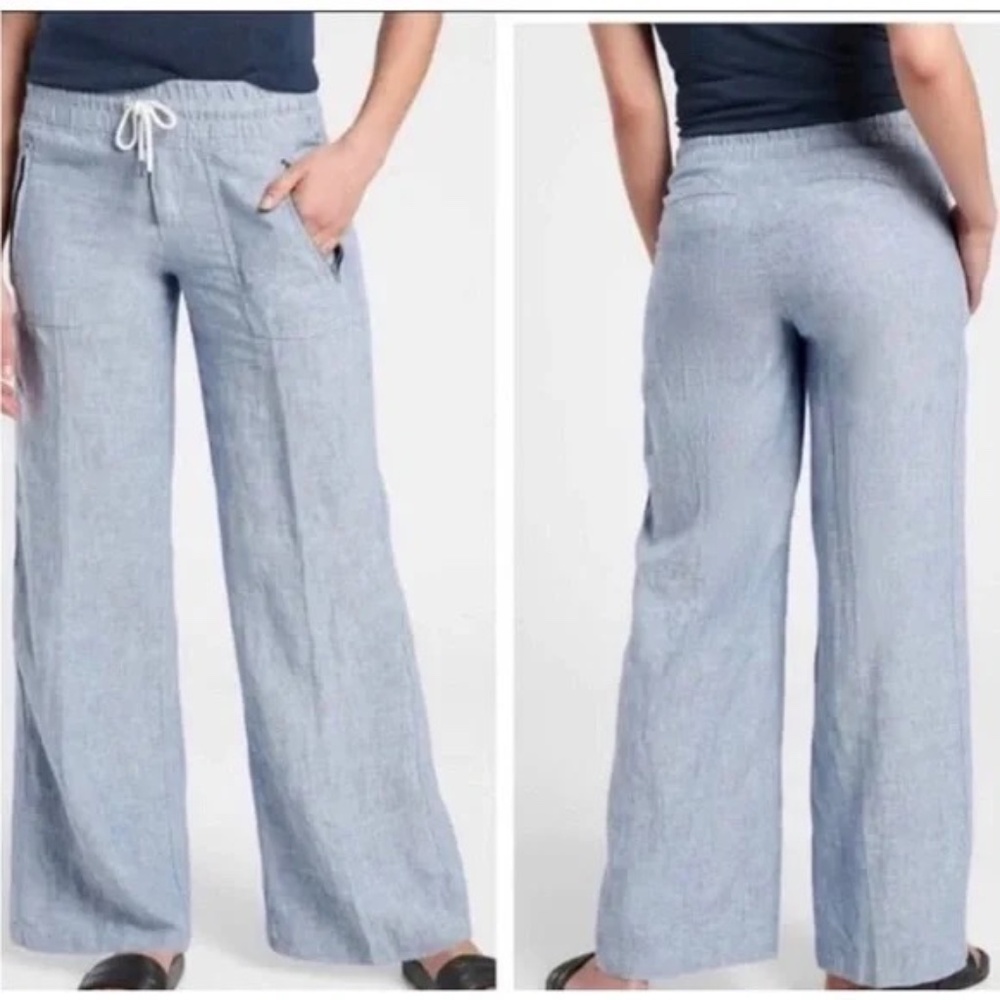 ATHLETA CABO LINEN WIDE LEG PANTS EUC 12P